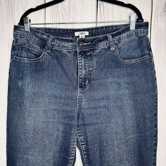 Cato Flared Leg Jeans High Rise Blue Denim Pockets Stretch Size 16 (36 x 31) - Picture 2 of 9